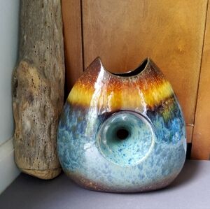 Vintage Glazed Handmade Ceramic Art Vase from the 1950's Made in Italy